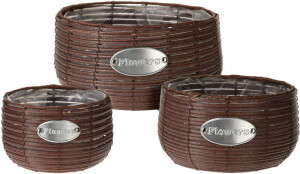 Product detail of PROGARDEN Květináč proutěný sada 3 ks FLOWERS GARDEN 29 / 25 / 19 cm hnědá KO-430001150