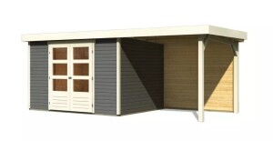 Product detail of Dřevěný domek KARIBU ASKOLA 5 + přístavek 240 cm včetně zadní stěny (9156) šedý LG3276