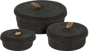 Product detail of HOMESTYLING Sada úložných košíků s víkem 3 ks černá KO-KR2002720