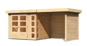 Product detail of Dřevěný domek KARIBU KERKO 3 + přístavek 240 cm včetně zadní a boční stěny (82934) natur LG2956