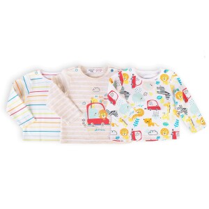 Product detail of Tričko kojenecké s dlouhým rukávem 3pack, Minoti, Car 8, bílá - 50 | NB