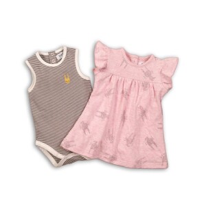 Product detail of Dívčí set, body a šaty, Minoti, CROWN 4, růžová - 86/92 | 18-24m