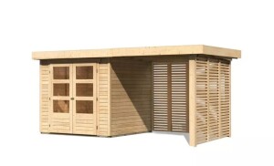 Product detail of Dřevěný domek KARIBU ASKOLA 2 + přístavek 240 cm včetně zadní a boční stěny (9166) natur LG3216