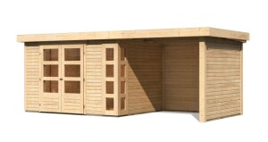 Product detail of Dřevěný domek KARIBU KERKO 5 + přístavek 240 cm včetně zadní a boční stěny (9197) natur LG2987
