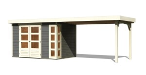 Product detail of Dřevěný domek KARIBU KERKO 4 + přístavek 280 cm (82945) šedý LG2976