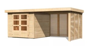 Product detail of Dřevěný domek KARIBU ASKOLA 3,5 + přístavek 280 cm včetně zadní a boční stěny (9152) natur LG3254