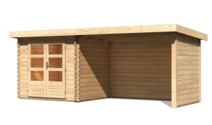 Product detail of Dřevěný domek KARIBU BASTRUP 2 + přístavek 300 cm včetně zadní a boční stěny (91531) natur LG2945