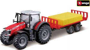 Product detail of Bburago 10cm Farm tractor Messey Ferguson 8740S s přívěsem na balíky