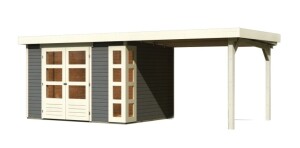 Product detail of Dřevěný domek KARIBU KERKO 5 + přístavek 280 cm (9203) šedý LG2990
