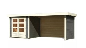 Product detail of Dřevěný domek KARIBU ASKOLA 2 + přístavek 280 cm včetně zadní a boční stěny (82922) šedý LG3223