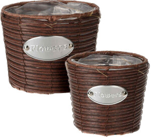 Product detail of PROGARDEN Květináč proutěný sada 2 ks FLOWERS GARDEN 19 / 16 cm hnědá KO-430001130