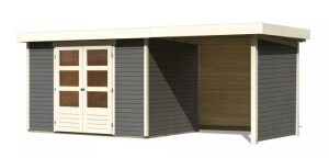 Product detail of Dřevěný domek KARIBU ASKOLA 4 + přístavek 240 cm včetně zadní a boční stěny (92072) šedý LG3262