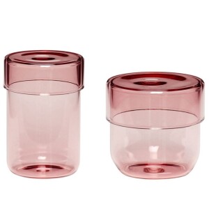 Product detail of Úložná dóza s víkem POP S, sada 2 ks, růžová, sklo, Hübsch