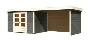 Product detail of Dřevěný domek KARIBU ASKOLA 5 + přístavek 280 cm včetně zadní a boční stěny (9162) šedý LG3283