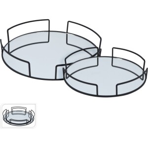 Product detail of EXCELLENT Sada servírovacích podnosů 2 ks kov / sklo KO-HZ1230100