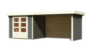 Product detail of Dřevěný domek KARIBU ASKOLA 3 + přístavek 280 cm včetně zadní a boční stěny (82925) šedý LG3241
