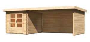 Product detail of Dřevěný domek KARIBU BASTRUP 4 + přístavek 400 cm včetně zadní a boční stěny (9307) natur LG3016