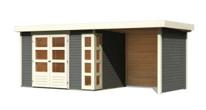 Product detail of Dřevěný domek KARIBU KERKO 4 + přístavek 240 cm včetně zadní a boční stěny (82943) šedý LG2974