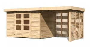 Product detail of Dřevěný domek KARIBU ASKOLA 4 + přístavek 240 cm včetně zadní a boční stěny (9179) natur LG3264