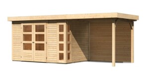 Product detail of Dřevěný domek KARIBU KERKO 4 + přístavek 240 cm včetně zadní stěny (9189) natur LG2970