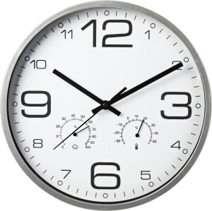 Product detail of SEGNALE Nástěnné hodiny s teploměrem a vlhkoměrem 30 cm stříbrný rám KO-837362220