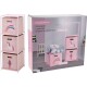 HOMESTYLING Skříňka se 3 boxy dětská růžová KO-C80653190 - thumb (1)