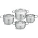 Sada hrnců PURE, sada 4 ks, stříbrná, nerezová ocel, Fissler - thumb (0)