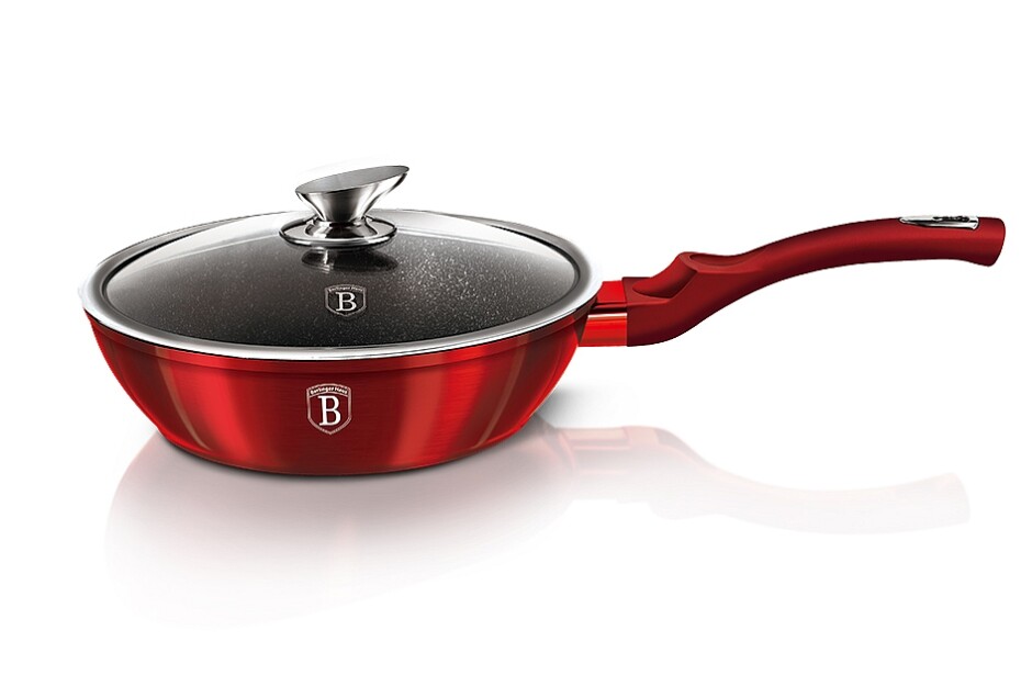 BERLINGERHAUS Pánev hluboká s mramorovým povrchem a poklicí 24 cm Burgundy Metallic Line BH-1259 - main (0)