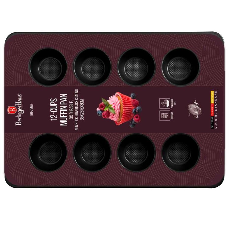 BERLINGERHAUS Forma na muffiny s nepřilnavým povrchem 12 ks Burgundy BH-7866 - main (0)