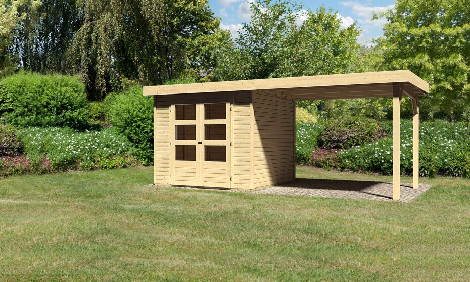 Dřevěný domek KARIBU ASKOLA 3 + přístavek 280 cm (77726) natur LG1768 - main (2)
