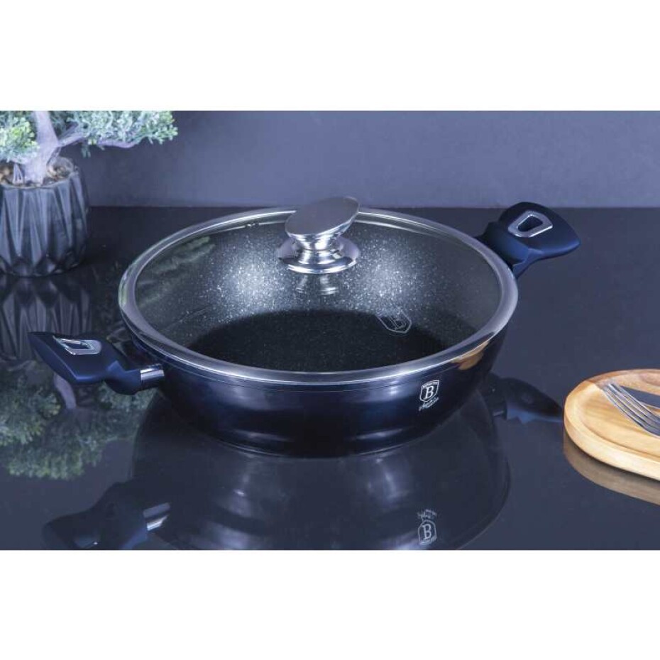 BERLINGERHAUS Pekáč kulatý s mramorovým povrchem a poklicí 28 cm Metallic Line Aquamarine Edition BH-1877 - main (5)
