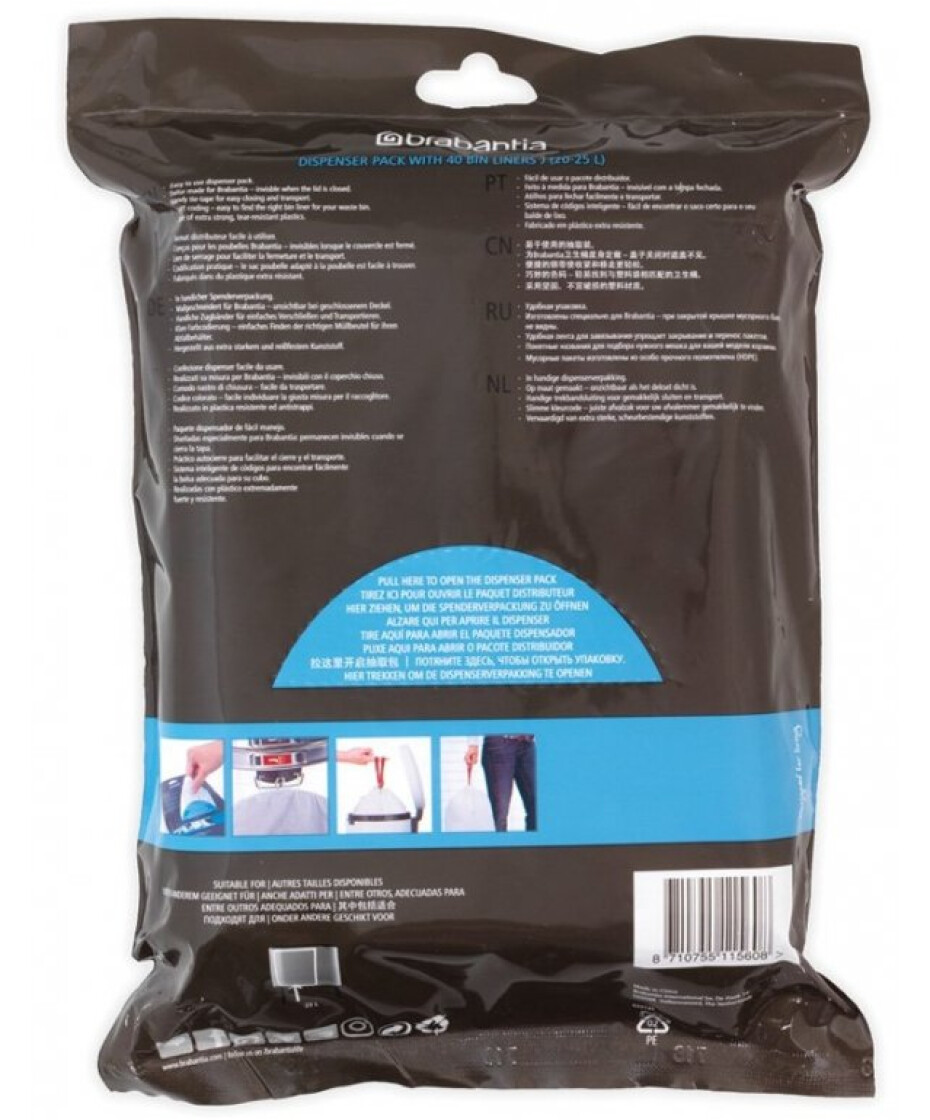 Sáčky do odpadkového koše J PERFECTFIT 23 l, sada 40 ks, Brabantia - main (1)