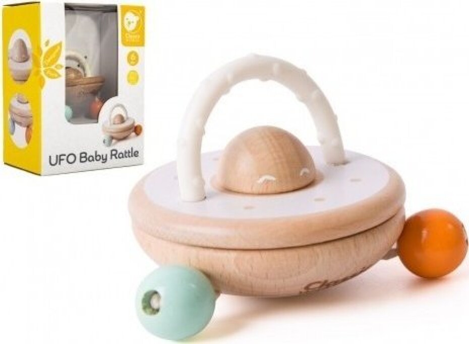 Teddies Chrastítko UFO dřevo v krabičce - main (0)