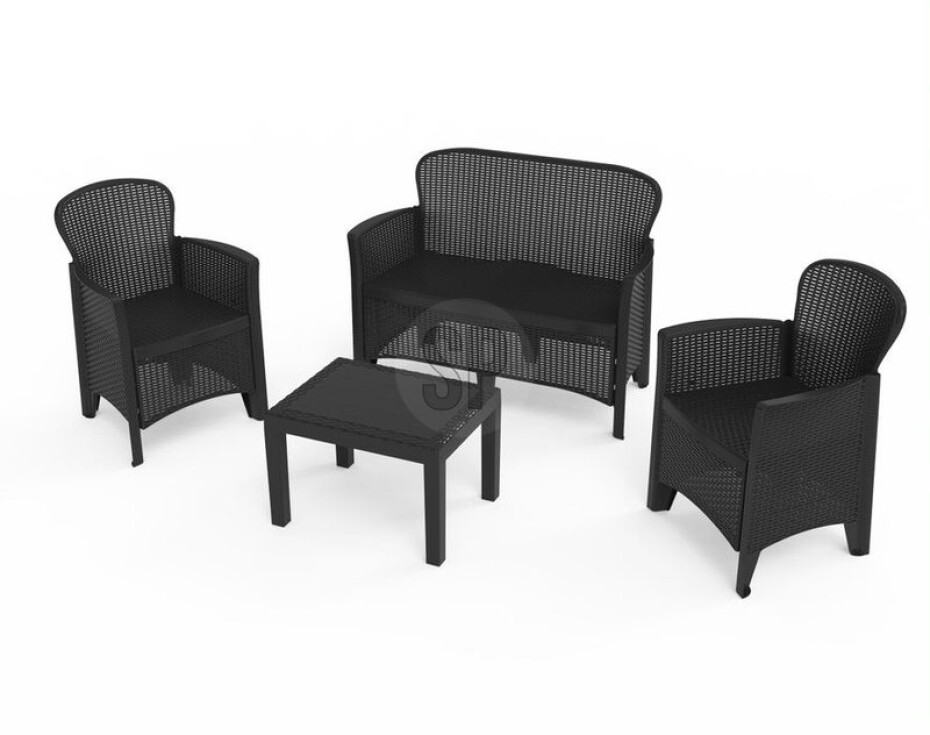 PROGARDEN Zahradní nábytek sada 4 ks + polstry JUNGLE - design. vada KO-042981520sleva - main (1)