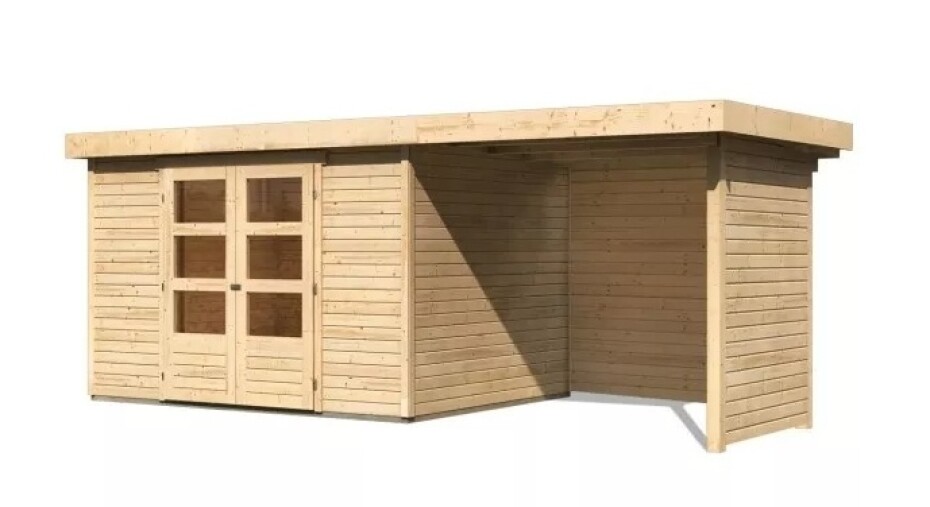 Dřevěný domek KARIBU ASKOLA 5 + přístavek 240 cm včetně zadní a boční stěny (77735) natur LG3277 - main (0)