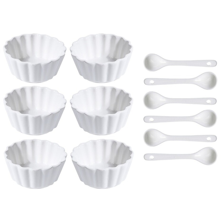 EXCELLENT Sada porcelánových misek se lžičkou 12 ks vlnovka široká KO-798000050vlsi - main (0)