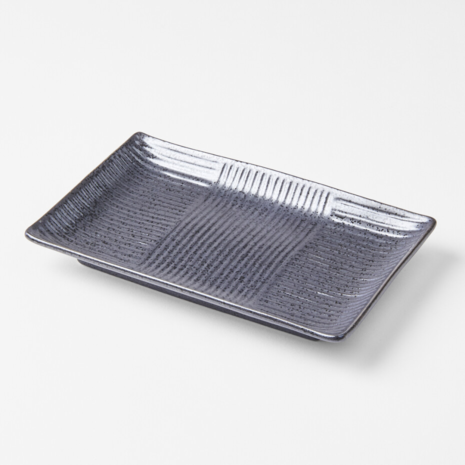 Talíř na sushi a sashimi LINES 21 x 13 cm, černá, MIJ - main (1)