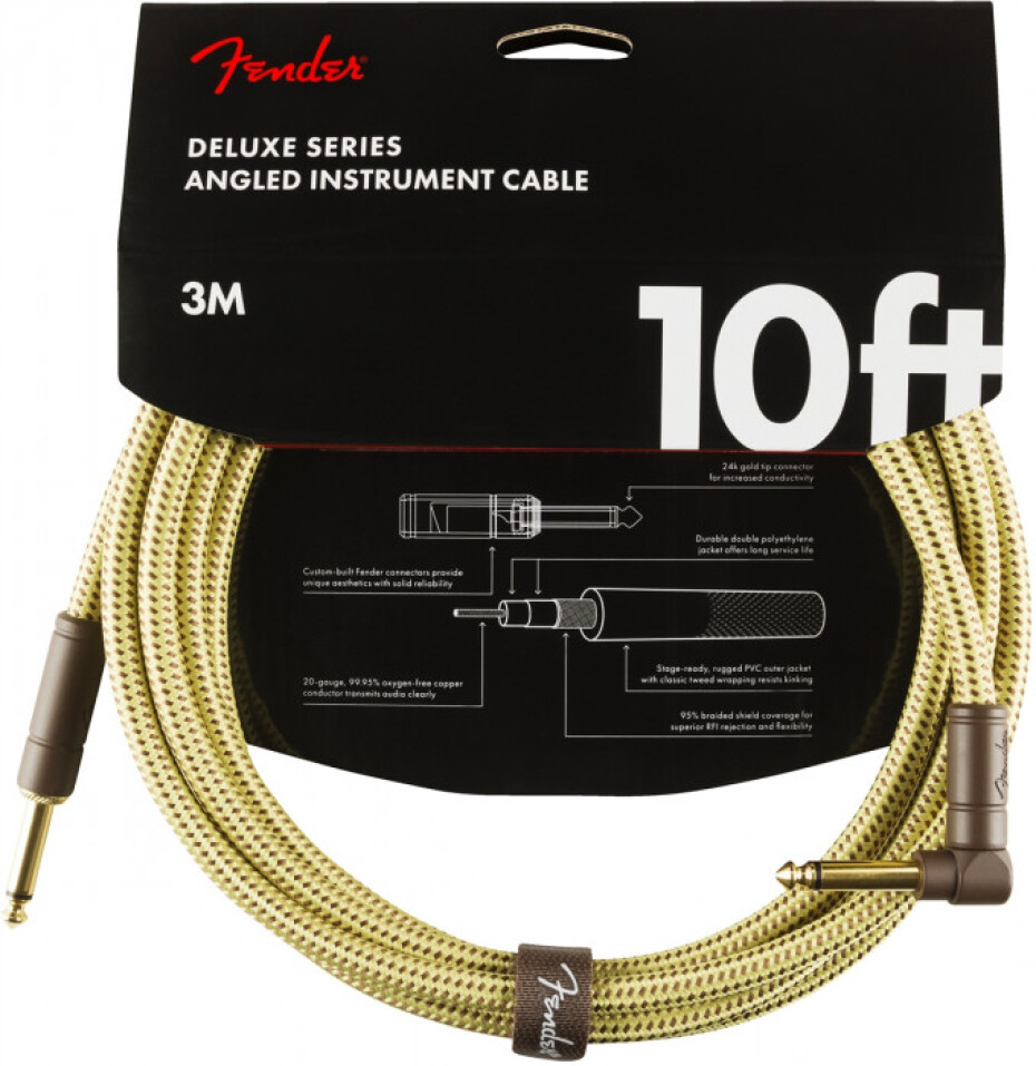 Fender Deluxe Series 10 Instrument Cable Angled Tweed - main (0)