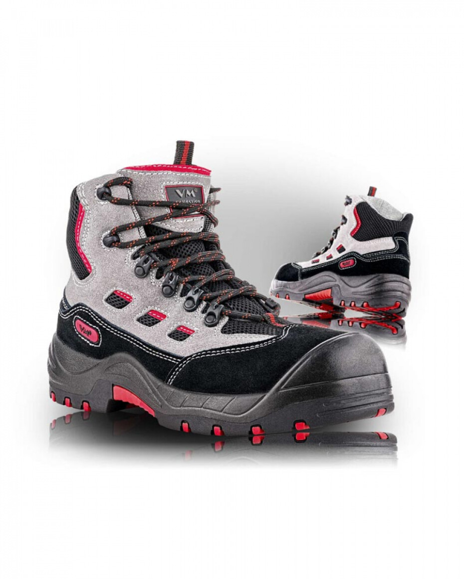 Obuv bezpečnostní kotníková DENVER, S1P, HRO, NON METALLIC, kůže+textil, šedá-černá - main (0)
