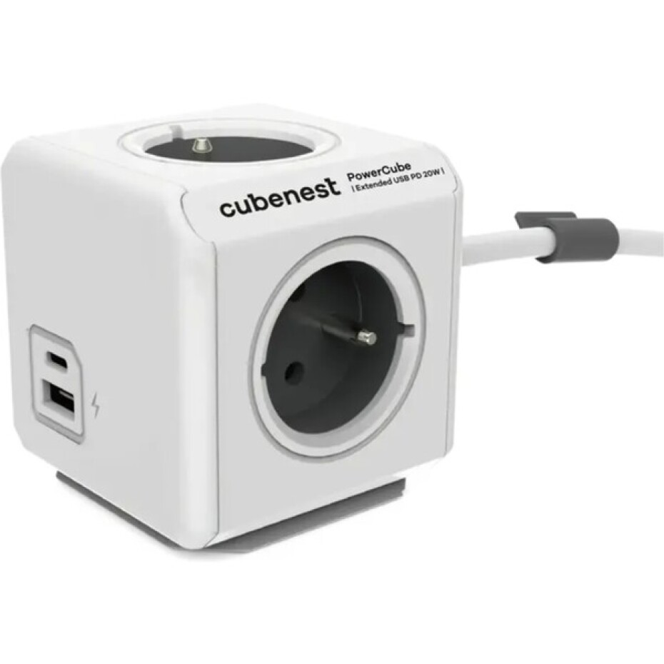 CubeNest PowerCube Extended USB PD 20W, A+C, 1.5m kabel, šedá - main (0)