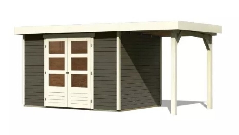 Dřevěný domek KARIBU ASKOLA 4 + přístavek 150 cm (23499) šedý LG3256 - main (0)