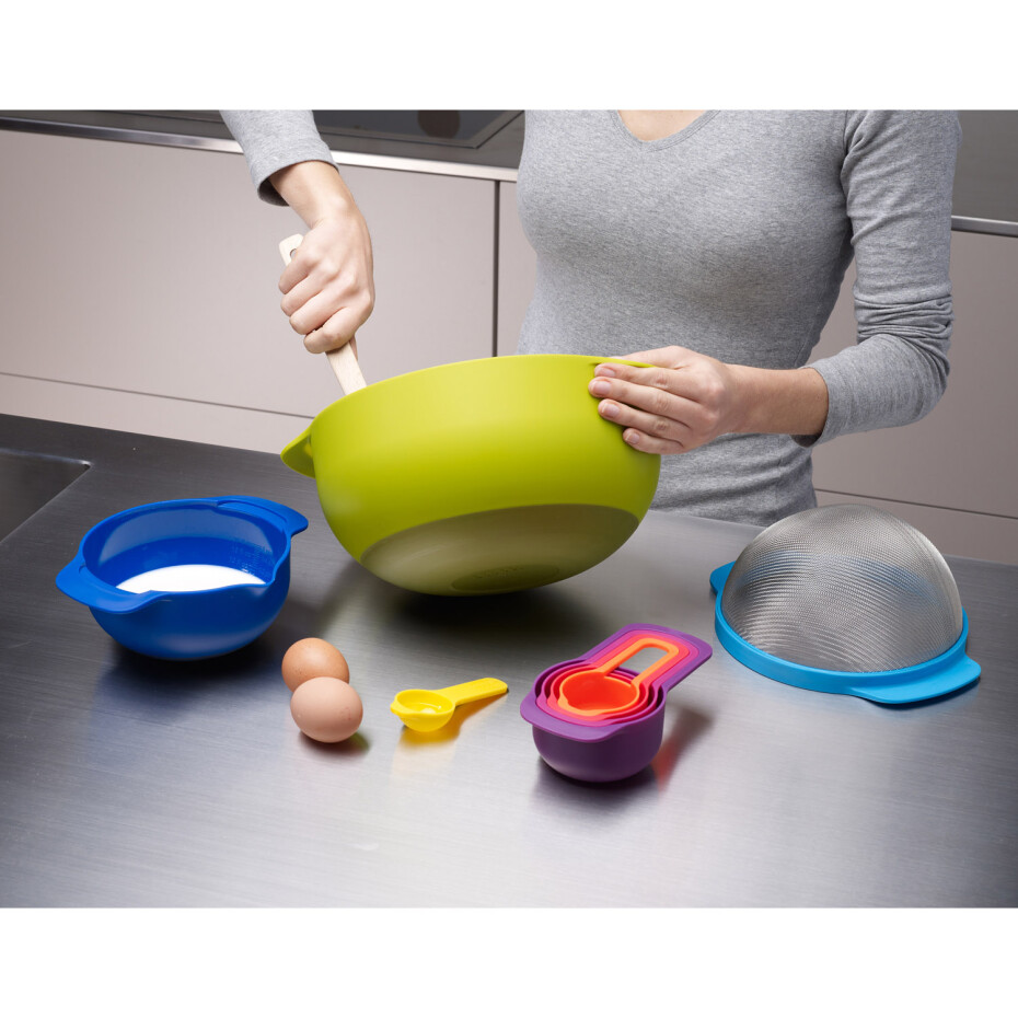 Kuchyňská mísa  OPAL NEST™ 9 PLUS , sada 9 ks, stohovatelné, s odměrkou, zelená, Joseph Joseph - main (3)