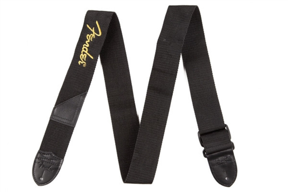 Fender Poly Logo Strap Yellow Logo Black - main (0)