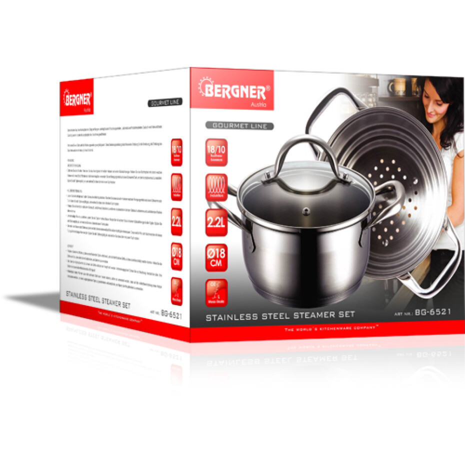 BERGNER Hrnec napařovací nerez s poklicí 18 cm Gourmet BG-6521 - main (1)