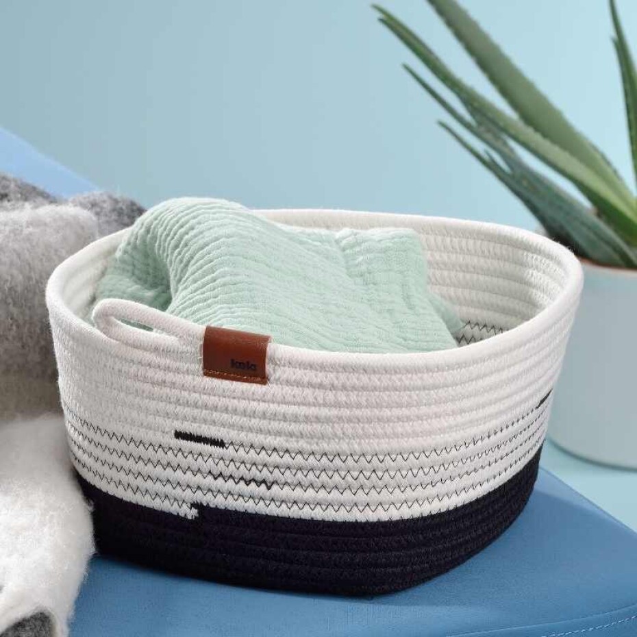 KELA Košík Hedda 32 cm směs bavlna/polyester bílá-černá KL-24459 - main (5)