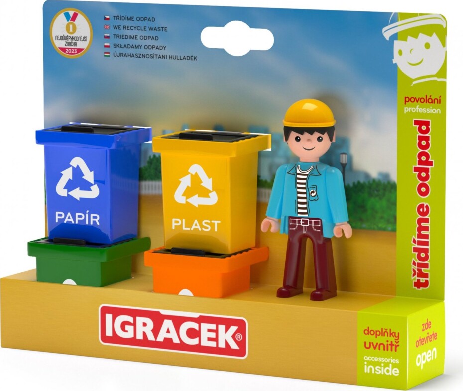 Igráček Trio Třídíme odpad - figurka s popelnicemi - main (0)