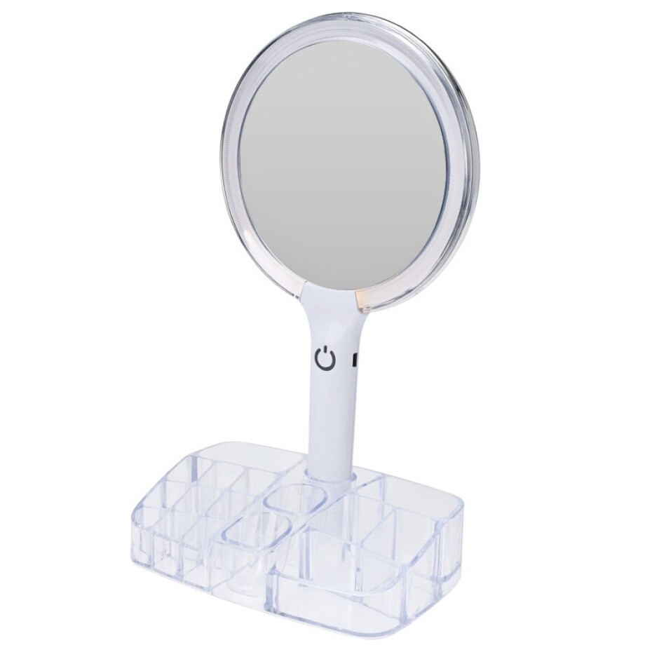 EXCELLENT Kosmetické zrcátko s LED osvětlením a organizérem 18 x 34,5 cm KO-170488360 - main (0)