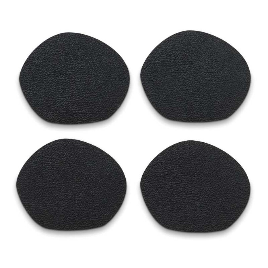 KELA Podtácky Stone PU kůže černá 4 kusy 12x10cm KL-12655 - main (1)