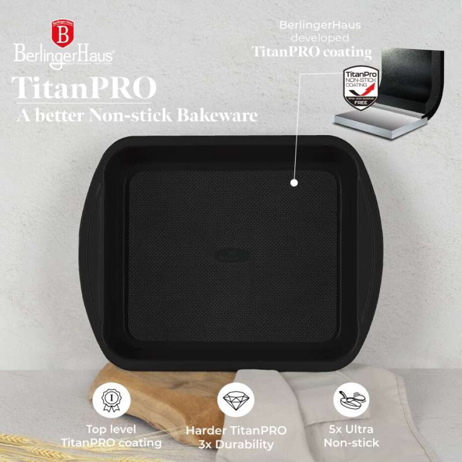 BERLINGERHAUS Pečící plech s titanovým povrchem 35 x 27 cm Matte Black Collection BH-7916 - main (6)