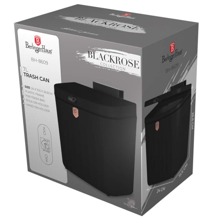 BERLINGERHAUS Koš odpadkový plastový 7 l Black Rose Collection BH-8609 - main (5)